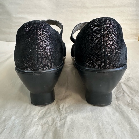 Alegria Women 10 Black Leather Whimsigoth Mary Janes Pewter Florette Rose Paloma - Picture 7 of 9